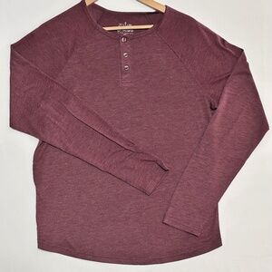 Fresh Clean Tees / Threads Men’s Long Sleeve Henley Various Sizes HTR Maroon